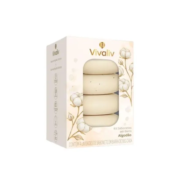 Kit Sabonete em Barra Vivaliv Toque de Algodão 90g KIT SAB BARRA VIVALIV TOQUE DE ALGODAO 9
