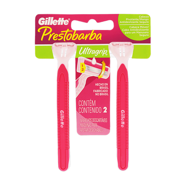 Aparelho de Depilação Descartável Gillette Prestobarba Ultragrip Feminino 2 Unidades