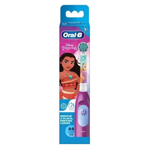 Escova de Dente Elétrica Infantil Oral-B Disney Princess 1 Unidade + 2 Pilhas AA