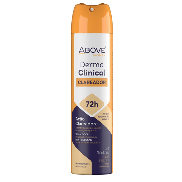 Desodorante Aerosol Above Clareador 150ml Desodorante Antitranspirante Aerossol Above Women Derma Clinical Clareador 72H 150Ml
