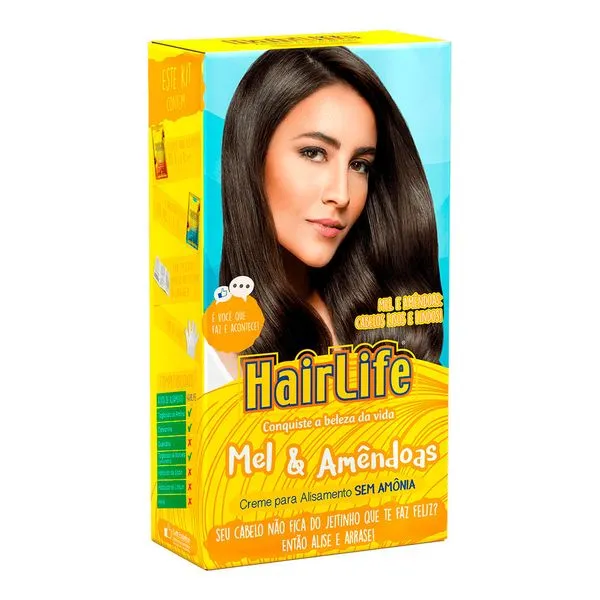Creme Alisante Capilar Hair Life Mel e Amêndoas sem Amônia 1 Unidade