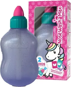 Dispositivo de Lavagem Nasal Nosewash Max Unicórnio 240ml + Adesivos para Personalizar
