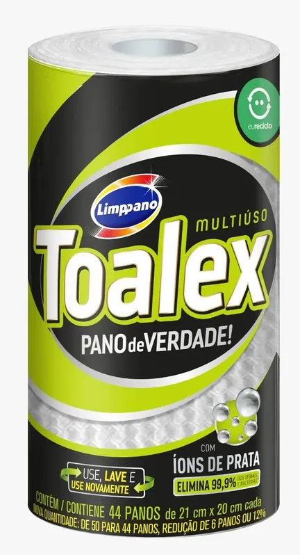 Pano Multiuso Reutilizável Branco Limppano Toalex 44 Unidades
