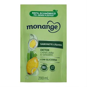 Sabonete Líquido Monange Detox Capim-Limão & Gengibre 200ml Refil