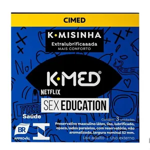 Preservativo Masculino K-Med K-Misinha Extra Lubrificado 3 Unidades