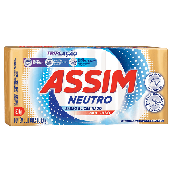 Sabão em Barra Assim Neutro 900g