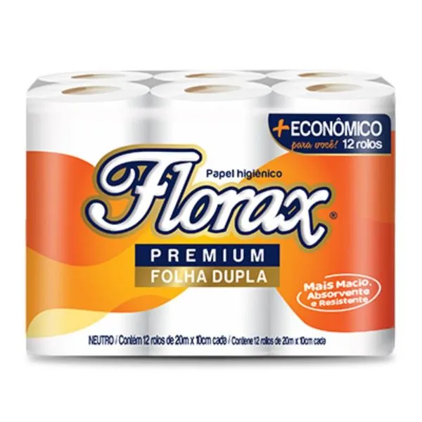 Papel Higiênico Florax Premium Folha Dupla 20m PAPEL HIG FLORAX PREMIUM FOLHA DUPLA 20M