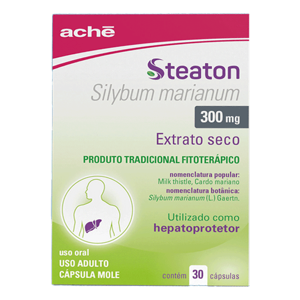Hepatoprotetor Steaton 300mg 30 Cápsulas