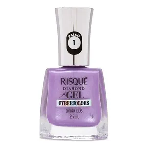 Esmalte Lilás Risqué Diamond Gel Cybercolors Euforia Lilás Metálico 9,5ml