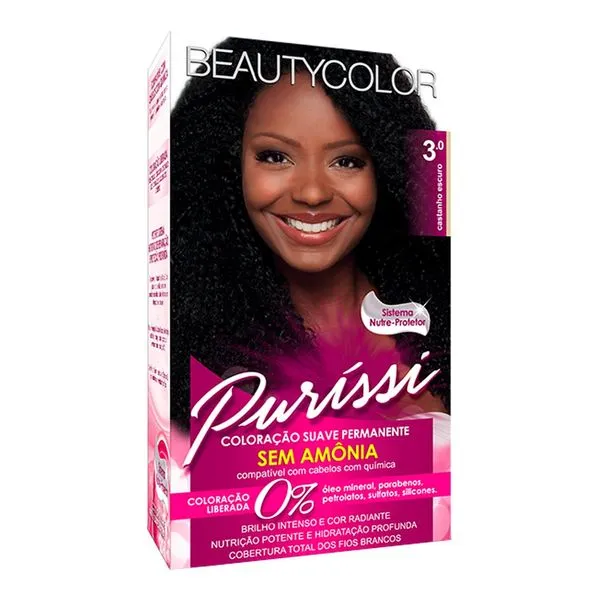 Coloração Permanente Beauty&Color Purissi sem Amônia Castanho 3.0