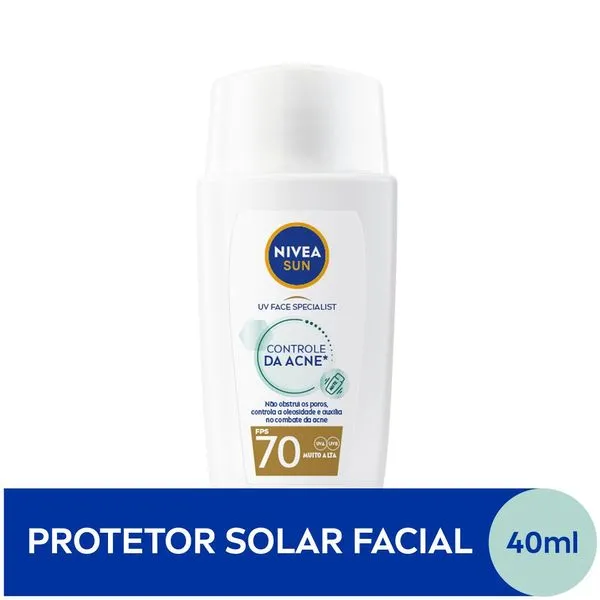 NIVEA SUN Protetor Solar Facial Fluido UV Face Specialist Controle da Acne FPS 70 40ml