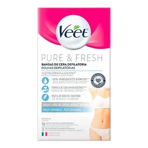 Folhas para Depilação Corporal Veet Pure & Fresh Pele Delicada 16 Unidades