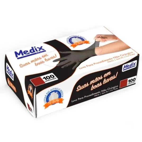 Luvas Nitrílica Medix Sem Pó 100 Unidades Preta G LUVAS NITRILICA MEDIX S/PO 100UN PRETA G