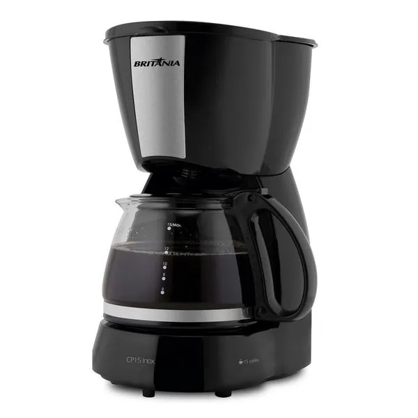 Cafeteira Elétrica 15 Xícaras Britânia CP15 Preta com Prata 220V