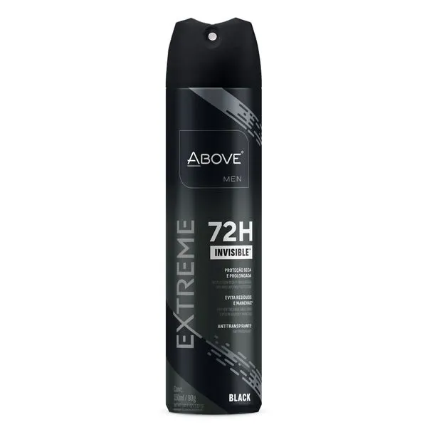 Desodorante Antitranspirante Above Men Extreme Black Invisible 72h Aerossol 150ml