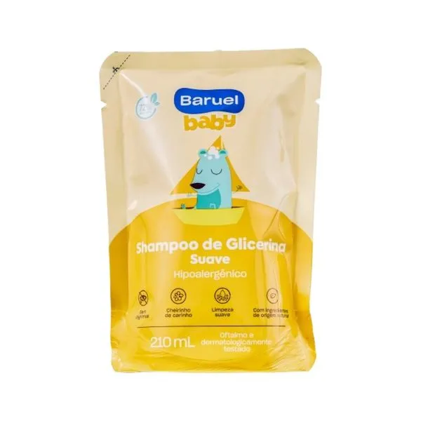 Refil Shampoo Infantil Baruel Baby Glicerina Suave 210ml SH INF BARUEL 210ML REFIL SUAVE