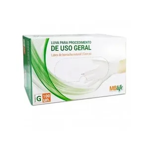 Luva Latex Mblife com Talco G 100 Unidades LUVAS LATEX USO GERAL MEDIX C/PO 100UN G