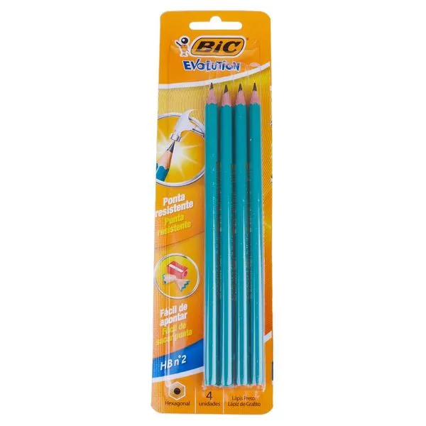 Lápis Bic HB N°2 com 4 Unidades Preto