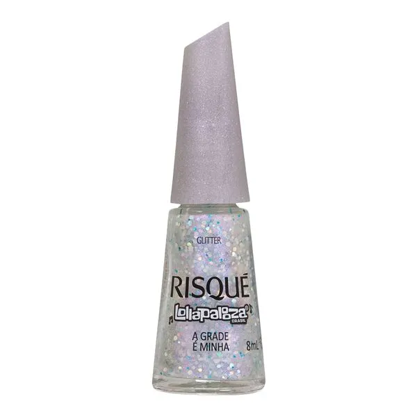 Esmalte Prata Glitter Risqué & Lollapalooza Brasil A Grade É Minha 8ml