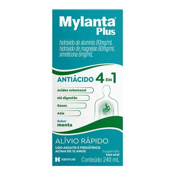 Antiácido Mylanta Plus Sabor Menta 240ml Suspensão Oral