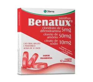 Benatux 5mg + 50mg + 10mg Sabor Framboesa 12 Pastilhas