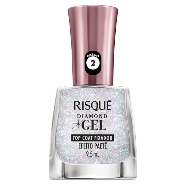 Esmalte Top Coat Risque Diamond Gel Fixador Efeito Paetê 9,5ml