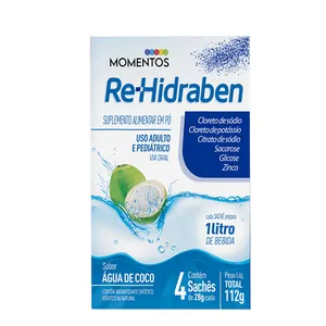 Suplemento Re-Hidraben Água de Coco 112g 4 Saches em Pó