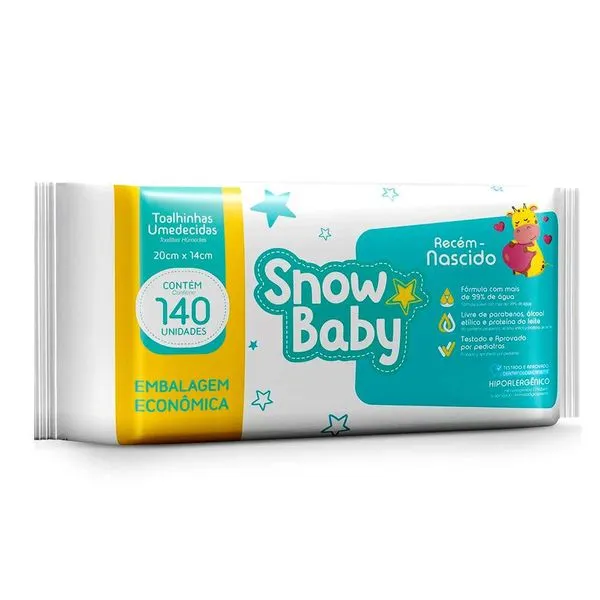 Toalhas Umedecidas Snow Baby Recém Nascido 140 Unidades TOALHAS UMED SNOW BA