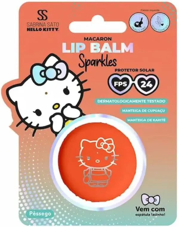 Lip Balm Macaron Sparkles Sabrina Sato Hello Kitty Pêssego Fps24 8g