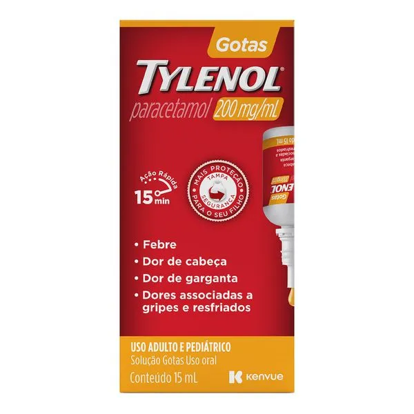 Analgésico e Antitérmico Tylenol 200mg/ml 15ml Gotas