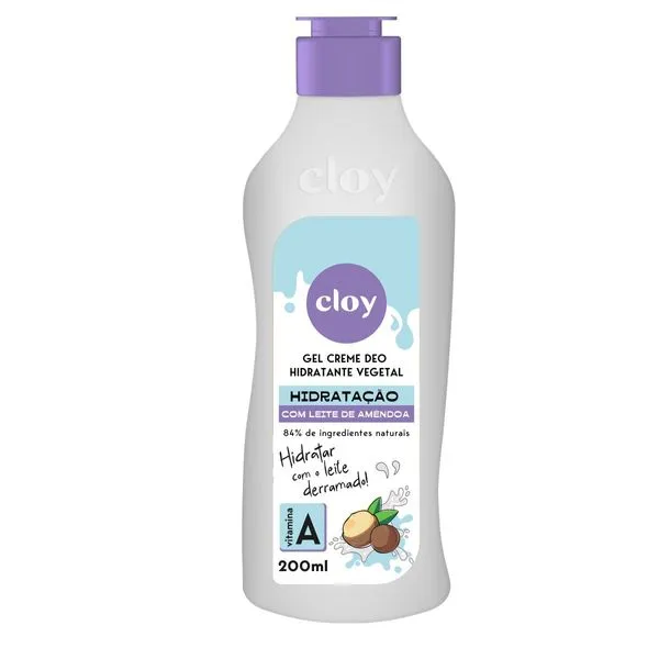 Gel Creme Deo Hidratante Cloy 200ml com Leite de Amêndoa GEL CR DEO HID CLOY 200ML LEITE DE AMEND