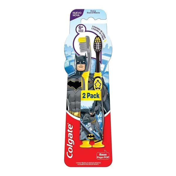 Escova Dental Infantil Colgate Smiles Batman & Mulher Maravilha 2 Unidades