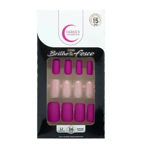 Unhas Postiças Fhaces Brilho e Fosco Rosa UNHAS POST FHACES BR