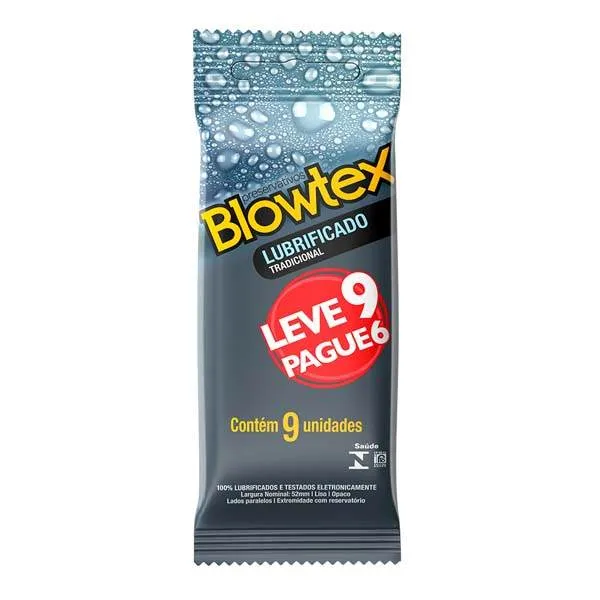 Preservativo Blowtex Lubrificado 9 Unidades PRESERV BLOWTEX LV9 PG6 LUBRIFICADO T