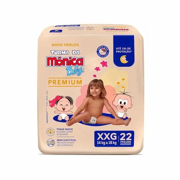 Fralda Turma da Mônica Baby Premium XXG 22 Unidades FR TURMA DA MONICA BABY PREMIUM XXG 22UN