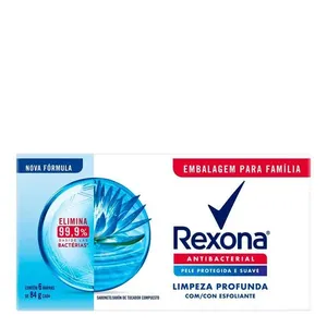 Kit Sabonete em Barra Rexona Antibacterial Limpeza Profunda 6 Unidades de 84g