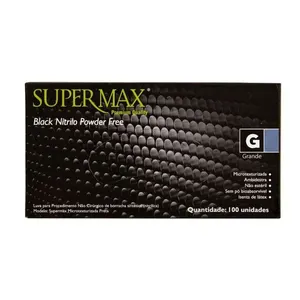 Luva Supermax Preto G 100Un LUVA NITRILICA SUPER S/PO BLACK 100UN G