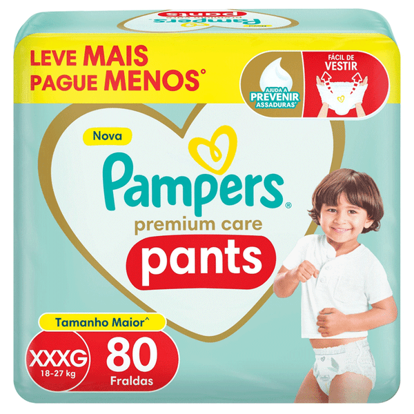 Fralda Pampers Pants Premium Care Roupinha XXXG 80 Unidades