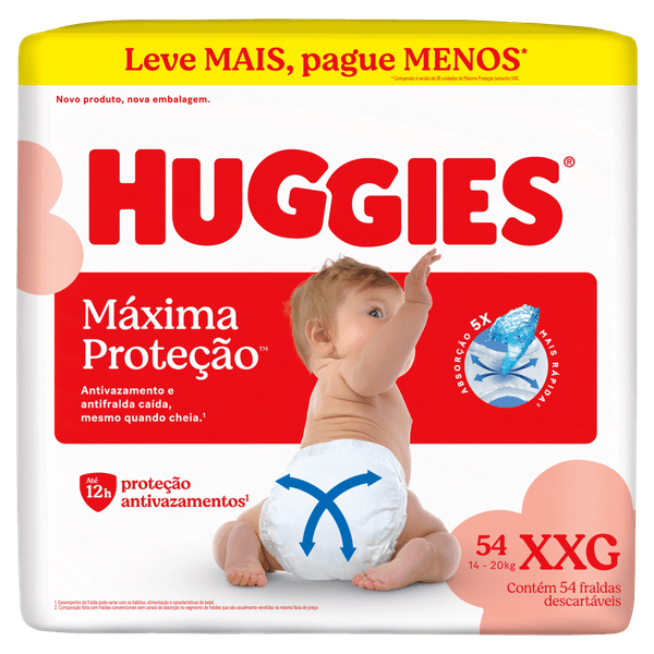 Fralda Descartável Infantil Huggies Supreme Care XXG Pacote 54 Unidades