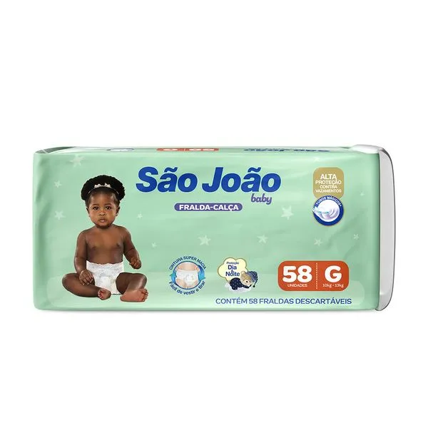 Fralda São João Baby Pants G 58 Unidades FR SAO JOAO INFANTIL PANTS G 58UN