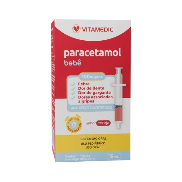 Paracetamol Bebe Vitamedic 100mg/ml Suspensao Oral 15ml