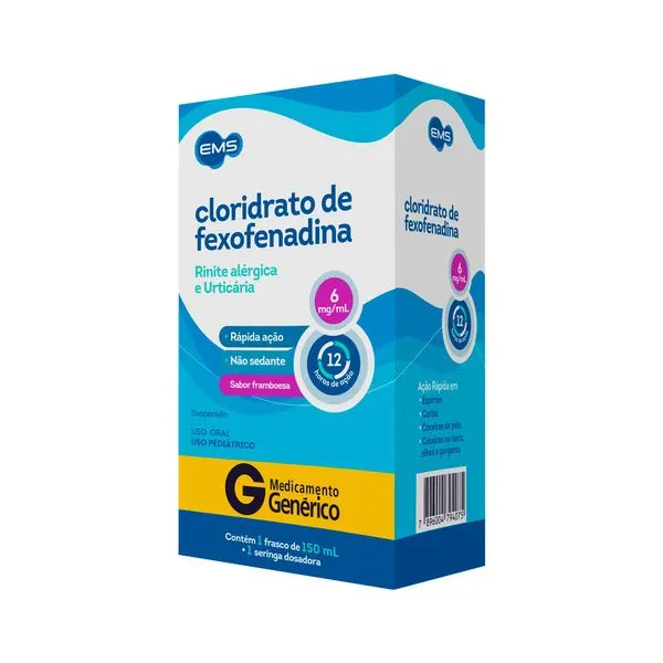 Fexofenadina Ems 150ml Suspensao+seringa 6mg/ml Generico