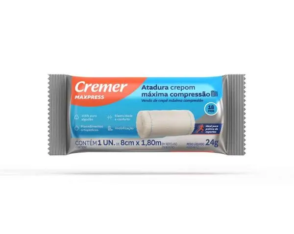 Atadura São João Cysne 8cm x 1,80m ATAD CREMER CREPOM 8X