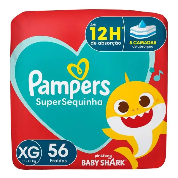Fralda Pampers Supersequinha Tamanho XG 56 Unidades