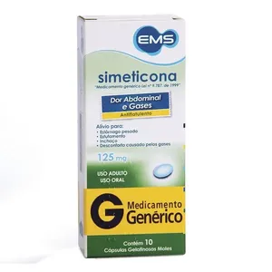 Antigases Simeticona 125mg Genérico EMS 10 Cápsulas