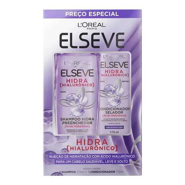 Kit Elseve Hidra Hialurônico Shampoo 375ml + Condicionador 170ml