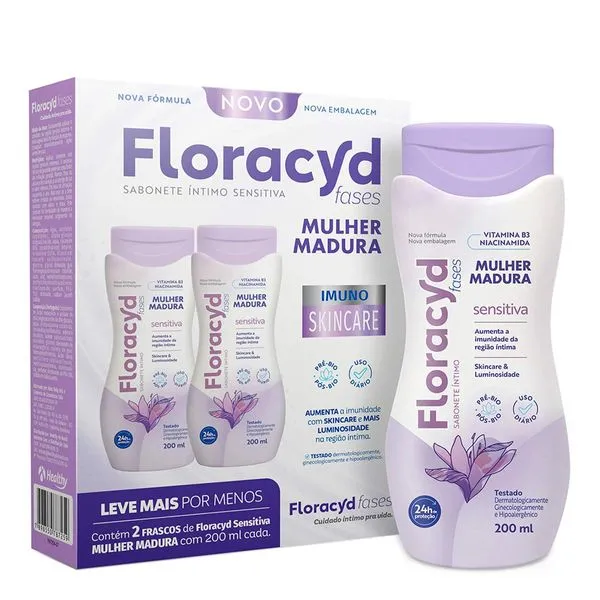Kit Sabonete Intimo Floracyd Sensitiva 2 Unidades com 200ml Cada
