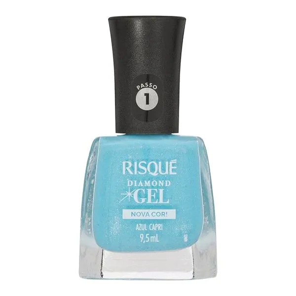 Esmalte em Gel Glitter Risqué Diamond Azul Capri 9,5ml