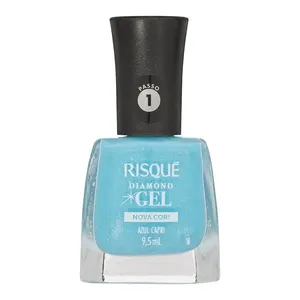 Esmalte em Gel Glitter Risqué Diamond Azul Capri 9,5ml