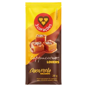 Cappuccino Solúvel Caramelo Salgado 3 Corações Lovers Envelope 20g